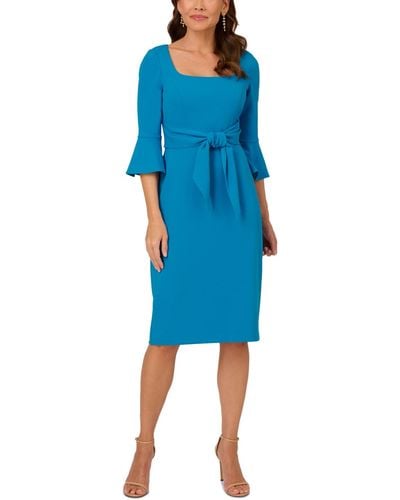 Adrianna Papell Tie-front Bell-sleeve Midi Dress - Blue