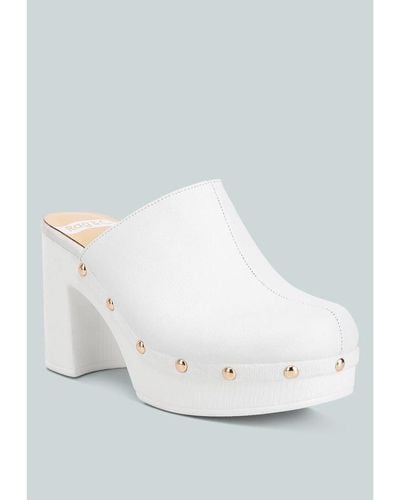 Rag & Co Benji Leather Clogs In - White