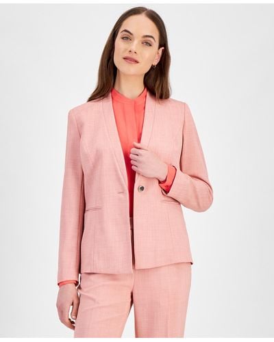Anne Klein Twill Faux-lapel One-button Jacket - Pink