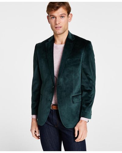 Michael Kors Classic Fit Velvet Sport Coats - Green