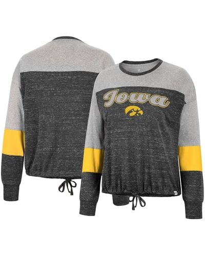 Colosseum Athletics Iowa Hawkeyes Joanna Tie Front Long Sleeve T-shirt - Gray