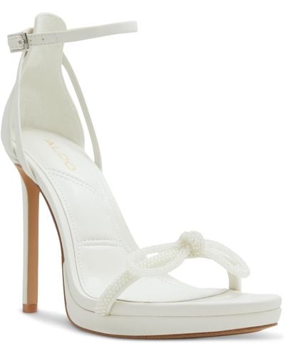 ALDO Serene Bow Ankle-strap Bow Dress Sandals - White