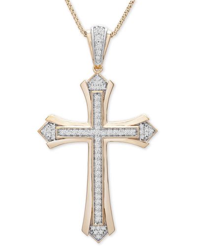 Macy's Diamond Cross 22" Pendant Necklace (1/2 Ct. T.w. - White