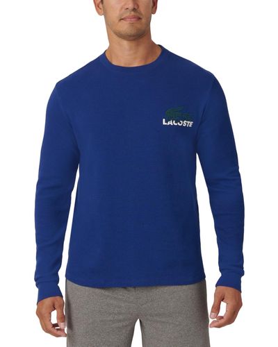 Lacoste Large Croc Thermal Waffle Sleep Shirt - Blue