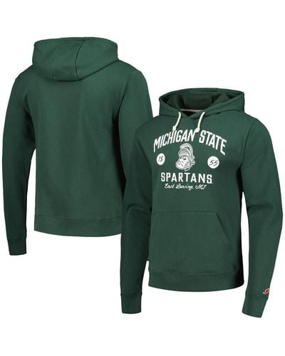 League Collegiate Wear Distressed Michigan State Spartans Bendy Arch Essential Pullover Hoodie - Green