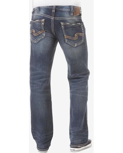 Silver Jeans Co. Zac Relaxed Fit Straight Stretch Jeans - Blue