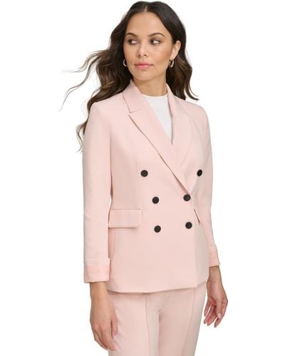 DKNY Petite Double Breasted Blazer - Pink