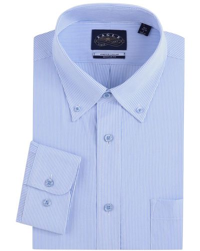 Eagle Stretch Neck Striped Poplin Shirt - Blue