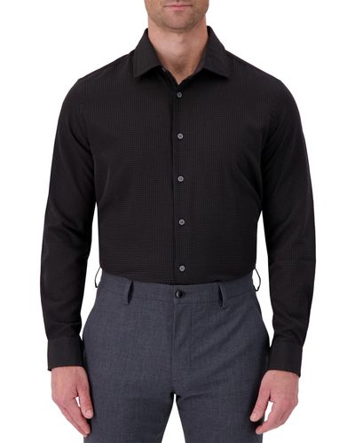 Report Collection Slim-fit Tonal-print Shirt - Black