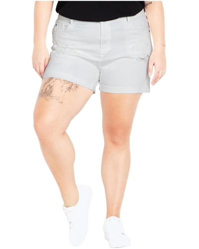 City Chic Plus Size Ripped Love Short - Blue