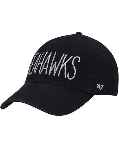 '47 Seattle Seahawks Shimmer Text Clean Up Adjustable Hat - Black