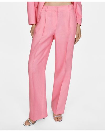 Mango Linen Suit Pants - Pink