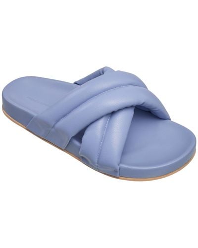 French Connection Hayden Criss-cross Flip Flop Slide Sandals - Blue