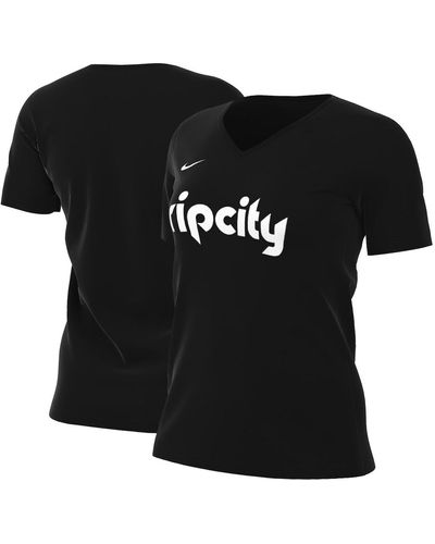 Nike Portland Trail Blazers 2022/23 City Edition Essential V-neck T-shirt - Black