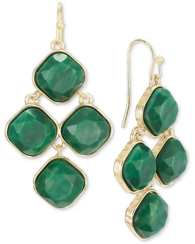 Style & Co. Large Color Stone Drop Earrings - Green