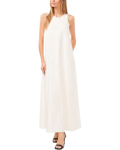 Cece Jewel-neck Sleeveless Bow-back Maxi Dress - White