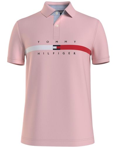 Tommy Hilfiger Big And Tall Nial Custom Fit Polo Shirt - Pink