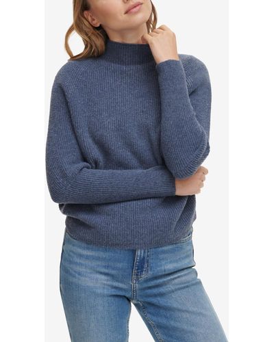 Calvin Klein Funnel Neck Dolman-sleeve Sweater - Blue
