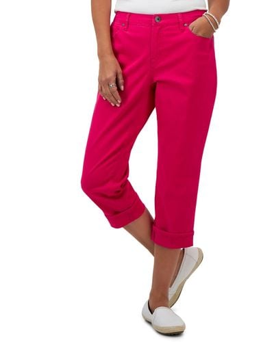 Style & Co. Petite Curvy-fit Mid Rise Cuffed Capri Jeans - Pink