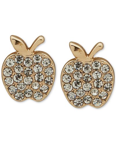 DKNY Gold-tone Pave Crystal Apple Stud Earrings - Multicolor