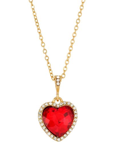 2028 Heart Pendant Necklace - Red