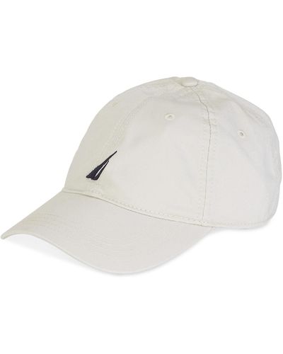 Nautica Classic Logo Adjustable Cotton Baseball Cap Hat - White