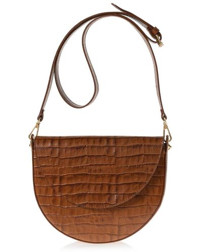 Joanna Maxham Leather Embossed Croco Forget Me Not Bag (saddle) - Brown