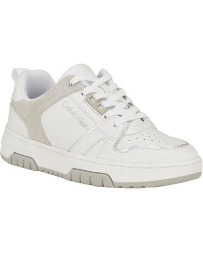 Calvin Klein Stellha Lace-up Round Toe Casual Sneakers - White