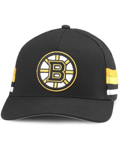 American Needle Boston Bruins Hotfoot Stripes Trucker Adjustable Hat - Black