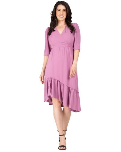 Standards & Practices Ruched Sleeve Ruffle Hem Midi Dress - Pink