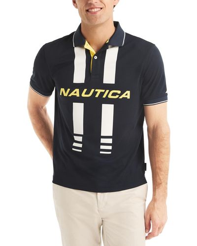 Nautica Navtech Classic-fit Colorblocked Logo-print Performance Polo Shirt - Black