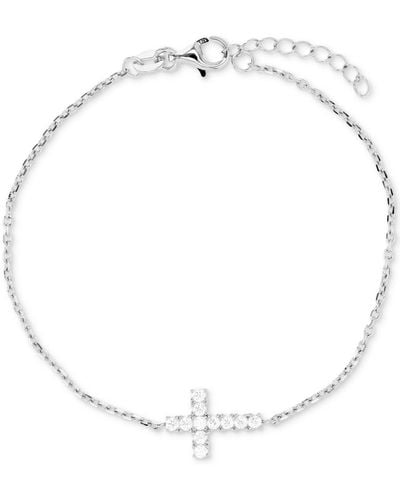 Macy's Cubic Zirconia East-west Cross Chain Bracelet - White