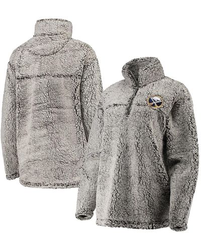 G-III 4Her by Carl Banks Buffalo Sabres Sherpa Quarter-zip Pullover Jacket - Gray