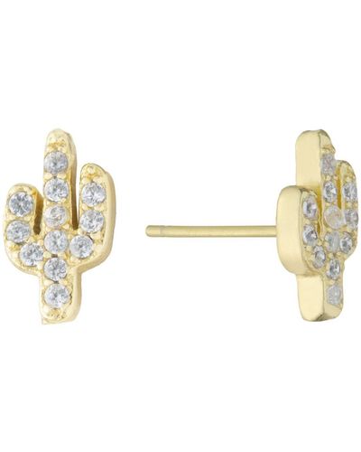 Giani Bernini Cubic Zirconia (0.24 Ct.t.w) Cactus Stud Earrings In 18k Gold Plated Over Sterling Silver - Metallic