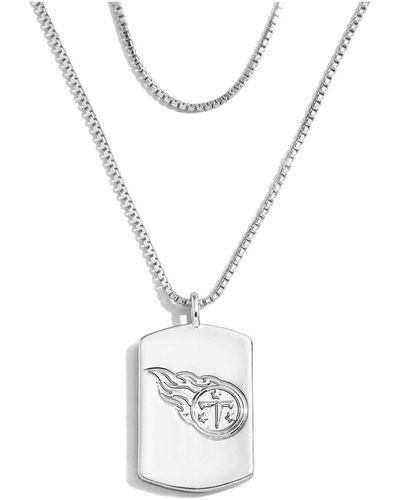 WEAR by Erin Andrews X Baublebar Tennessee Titans Silver Dog Tag Necklace - White