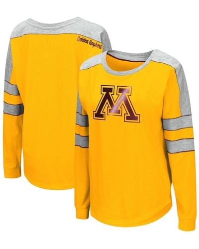 Colosseum Athletics Minnesota En Gophers Trey Dolman Long Sleeve T-shirt - Yellow