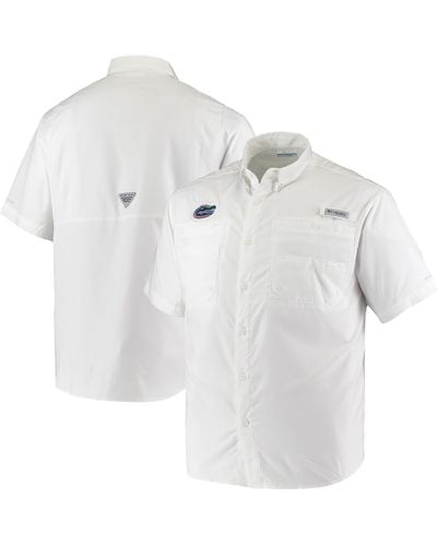 Columbia Pfg Florida Gators Tamiami Omni-shade Button-down Shirt - White