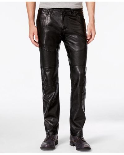 INC International Concepts Men's Slim-fit Faux Leather Pants - Black