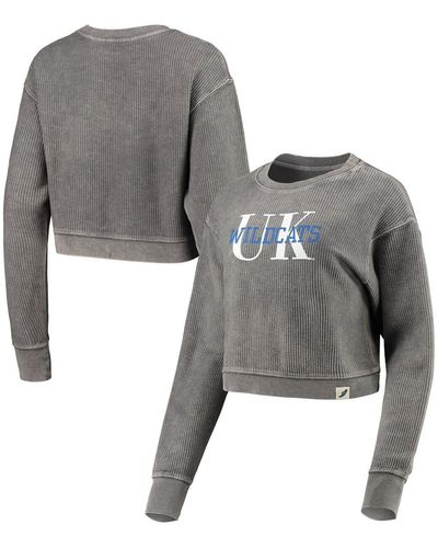 League Collegiate Wear Kentucky Wildcats Classic Corded Timber Crop Pullover Sweatshirt - Gray