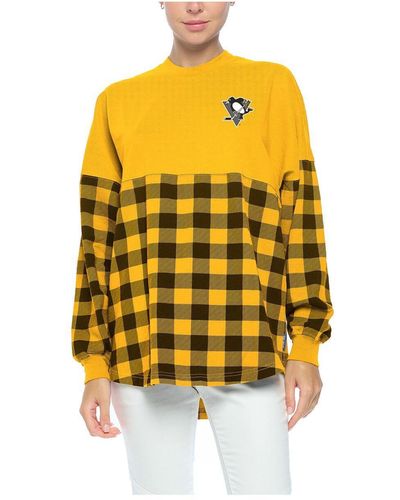 Fanatics Pittsburgh Penguins Buffalo Check Long Sleeve T-shirt - Yellow