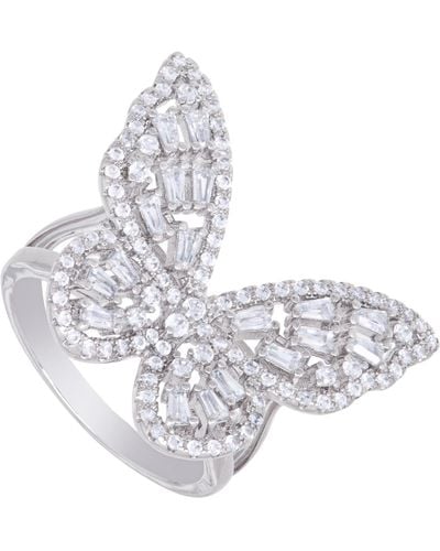 Macy's Cubic Zirconia Baguette And Round Stone Butterfly Ring - Metallic