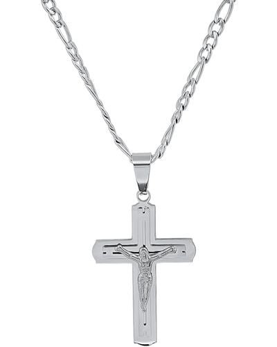 Steeltime Gold-tone Crucifix Pendant 24" Necklace - Metallic
