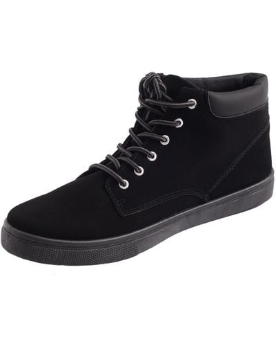 Alpine Swiss Keith High Top Fashion Sneakers Casual Lace Up Shoes Boots - Black