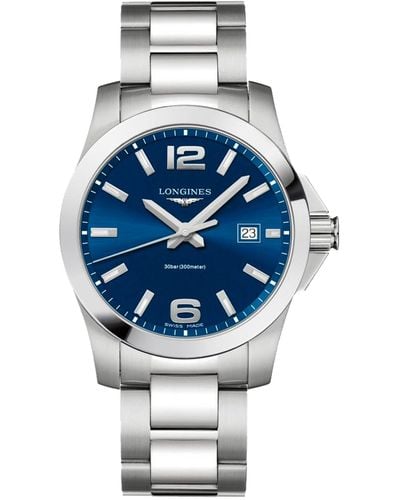 Longines Swiss Conquest Stainless Steel Bracelet Watch 41mm - Blue