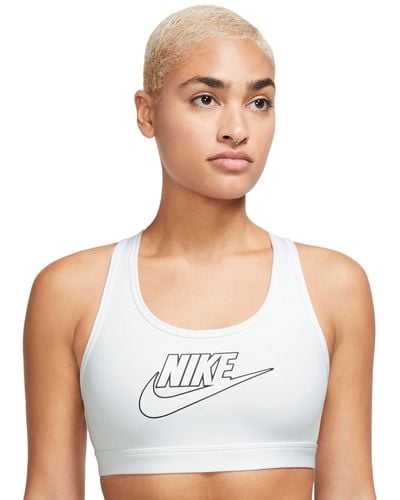Nike Swoosh Logo Medium-support Padded Sport Bra - White