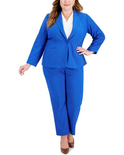Le Suit Plus Notched-lapel Blazer Pants Suit - Blue