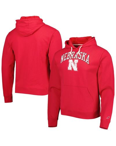League Collegiate Wear Nebraska Huskers Arch Essential Fleece Pullover Hoodie - Red