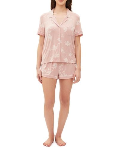 Gap 2-pc. Printed Notched-collar Short Pajamas Set - Pink