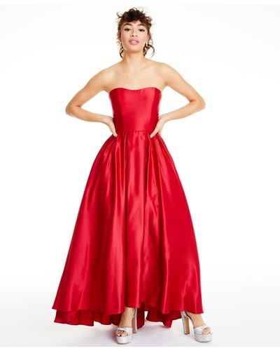 Betsy & Adam Strapless High-low Ballgown - Red
