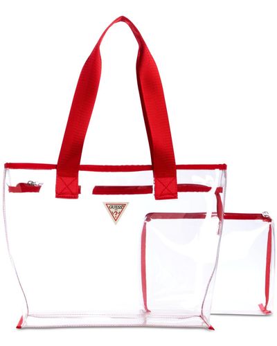 Guess G Vision Clear Tote - Red